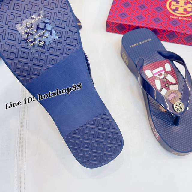 TORY BURCH2021年夏季新款女款坡跟人字拖TB官方春夏季主打款女士人字拖 dx2364